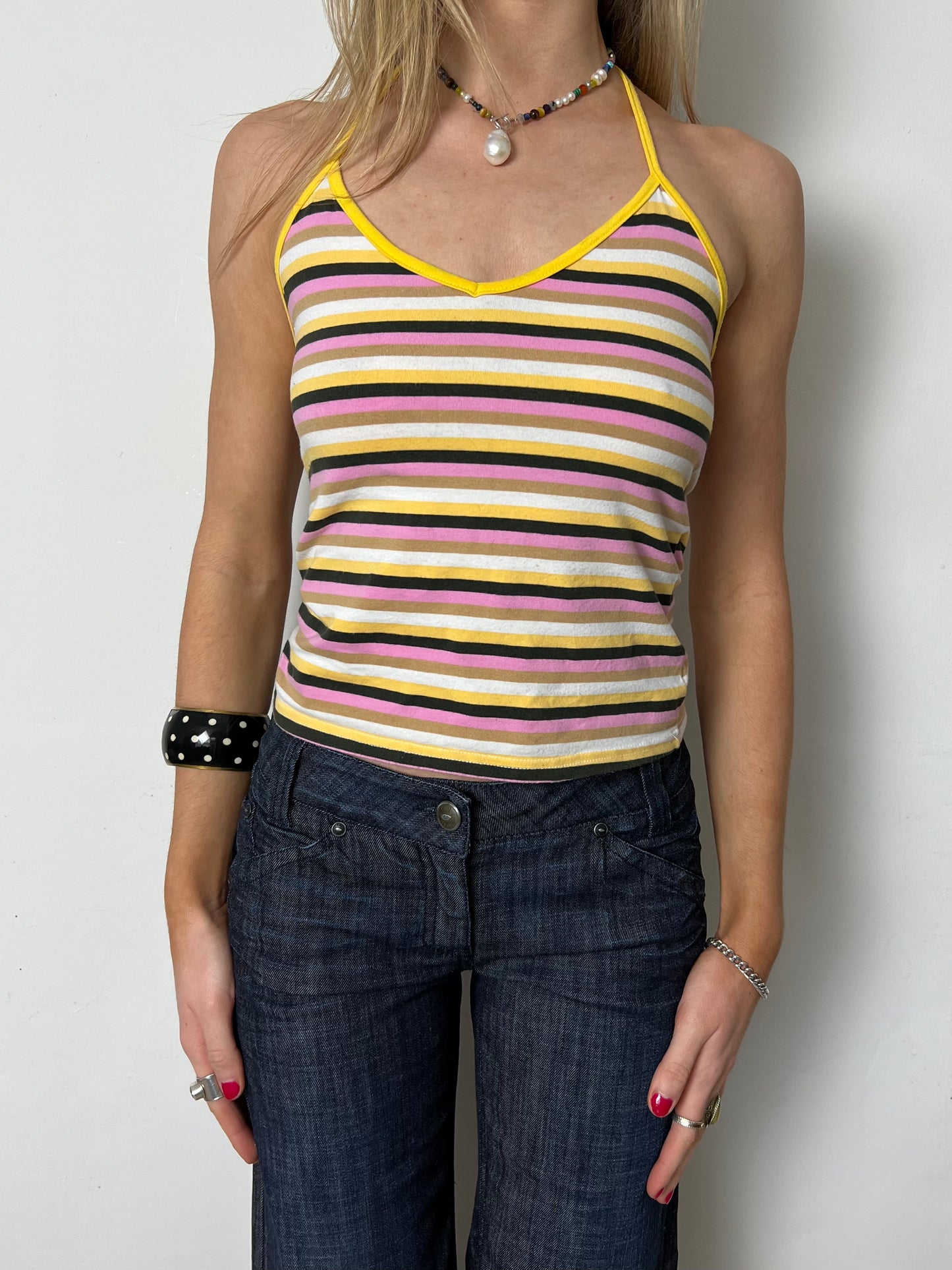 striped halter top, S