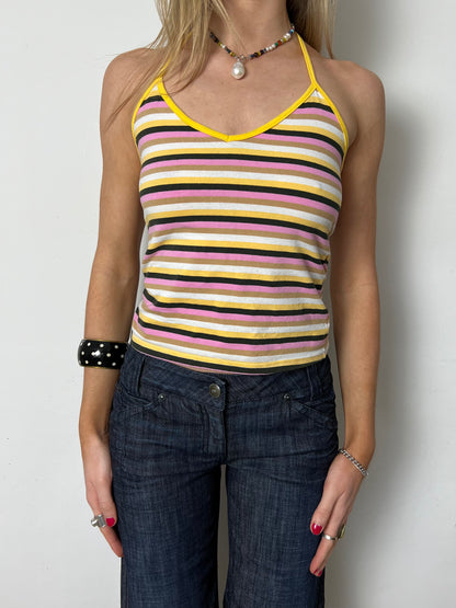striped halter top, S