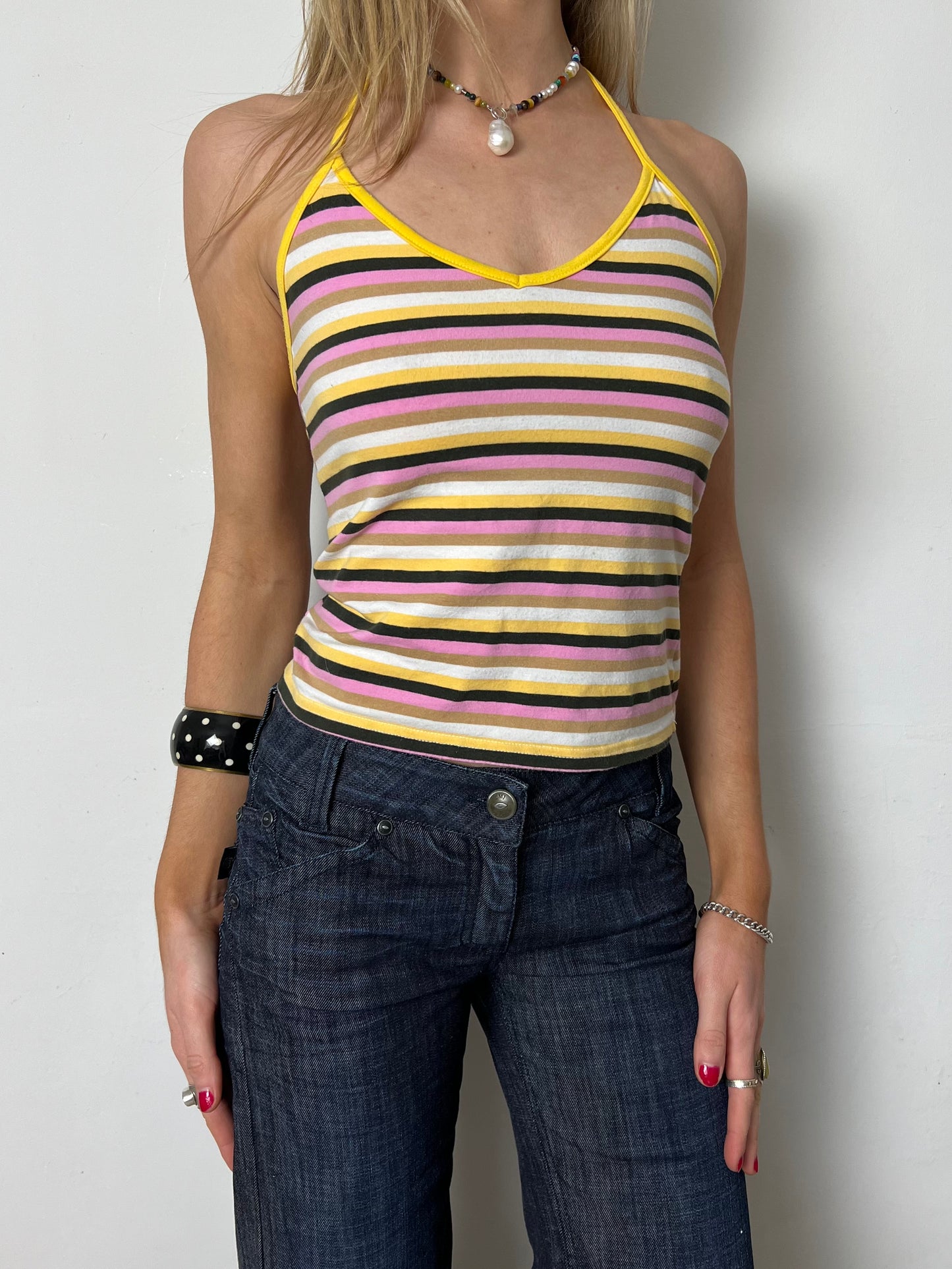striped halter top, S
