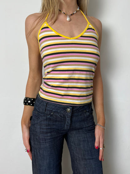 striped halter top, S