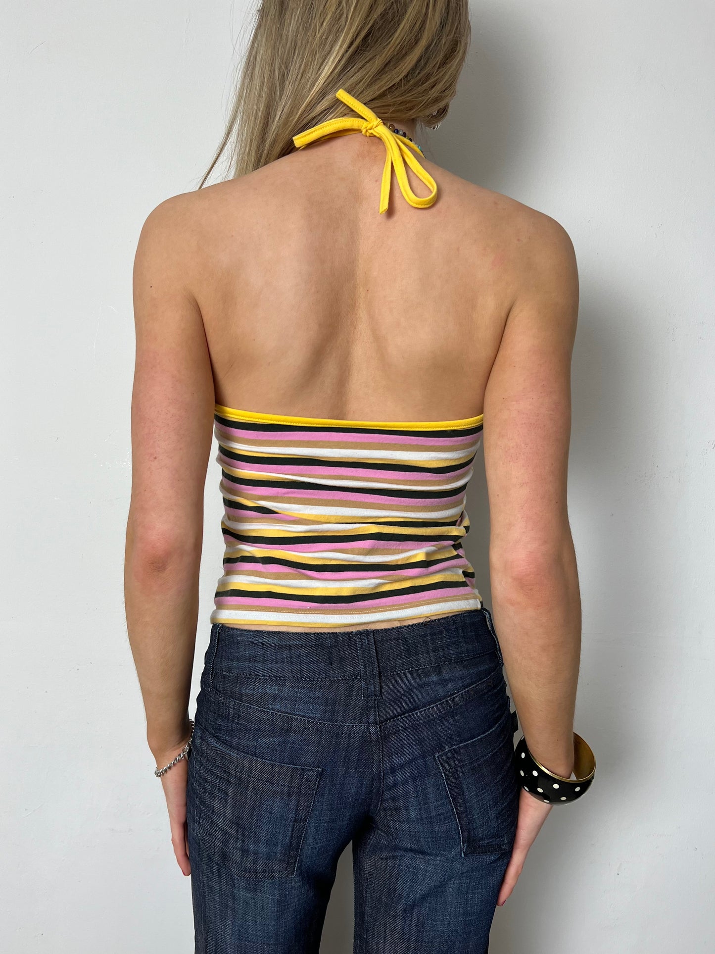 striped halter top, S
