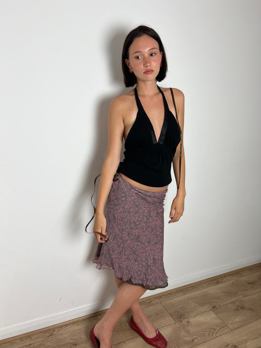 Vintage floral scallop hem skirt, M