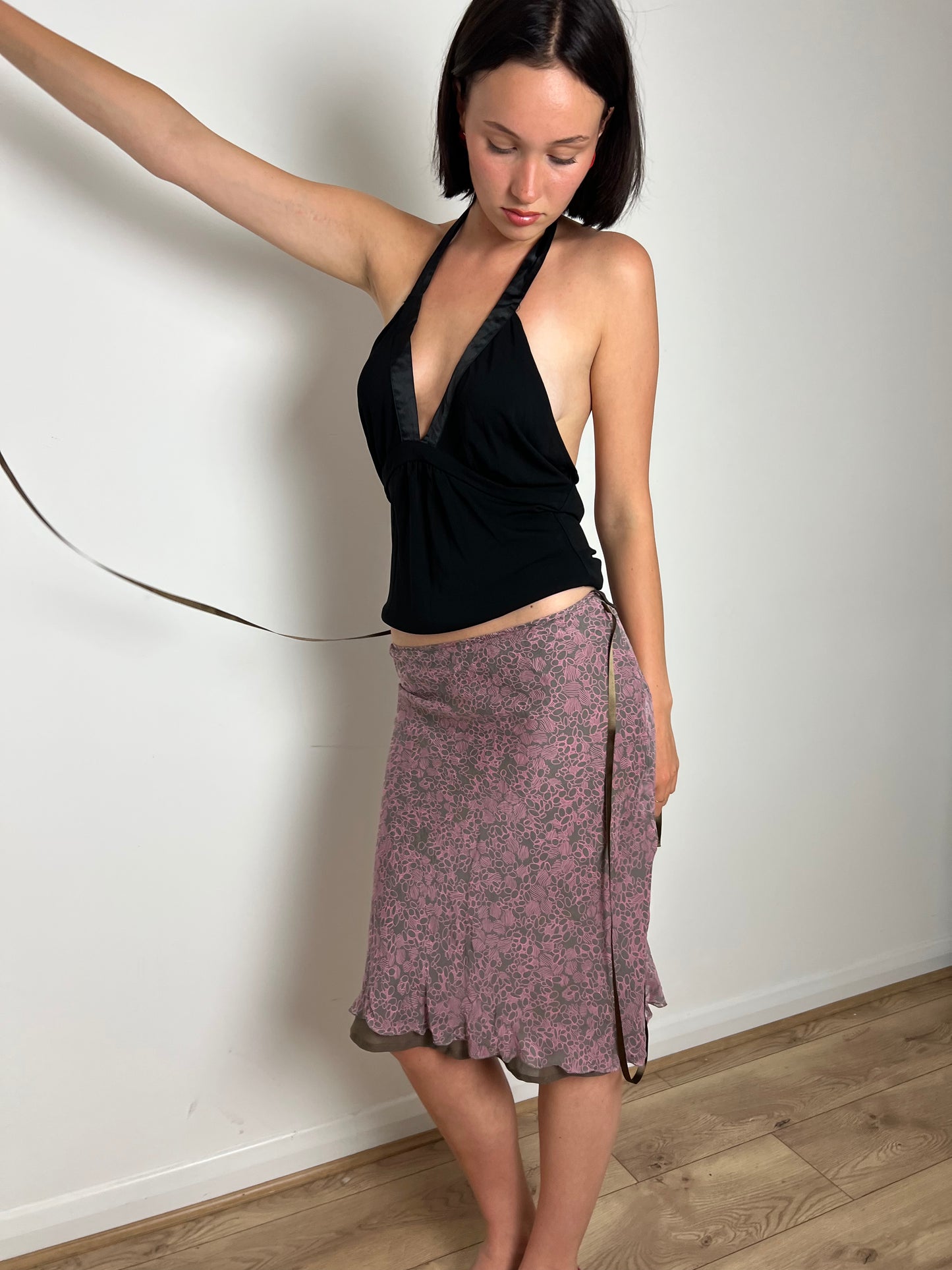 Vintage floral scallop hem skirt, M