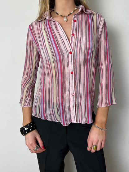striped sheer blouse, M
