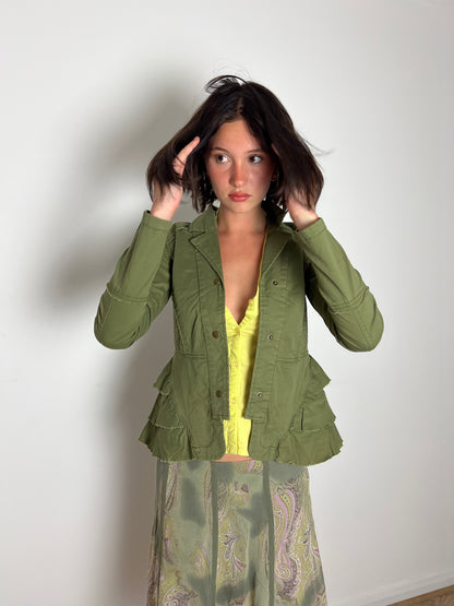 Vintage khaki ruffle jacket, XS