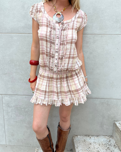 Plaid mini ruffle dress