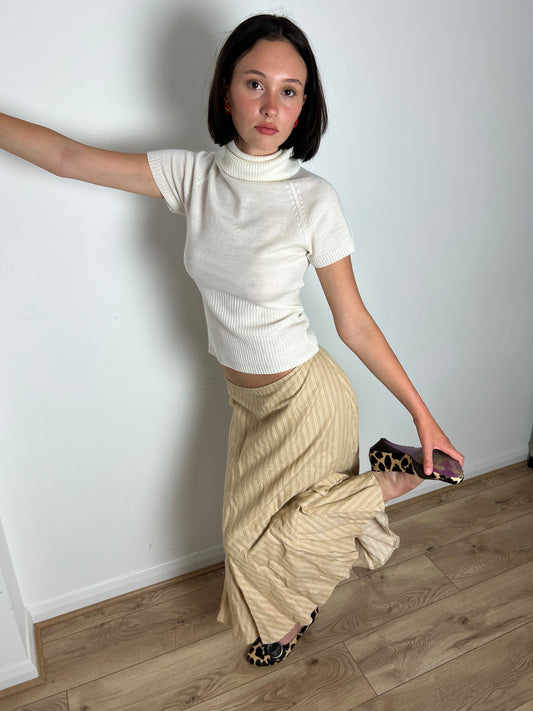 Vintage white turtleneck knit top, S