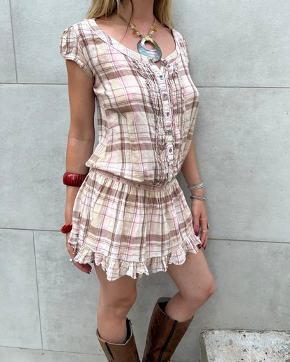 Plaid mini ruffle dress