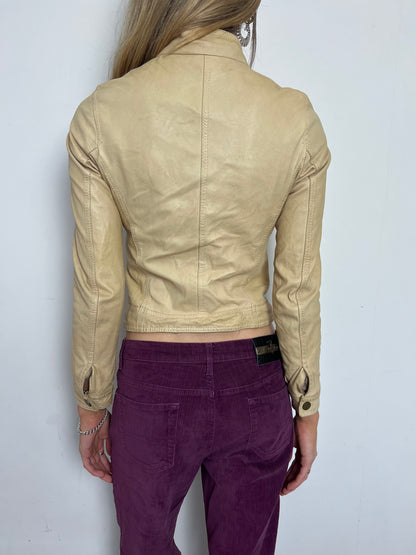tan leather jacket, S