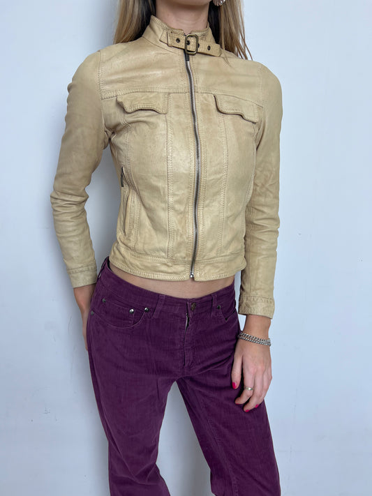 tan leather jacket, S