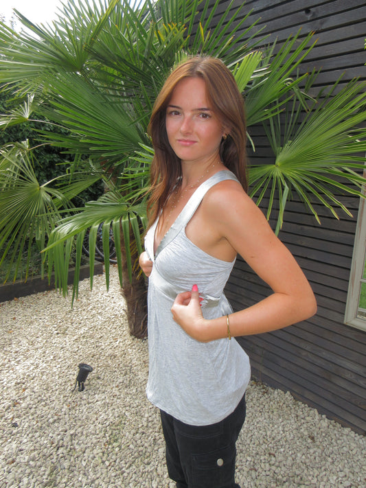00s grey tie up cami, S