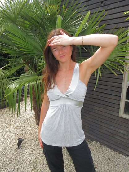 00s grey tie up cami, S