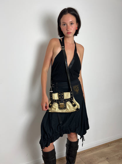 Deux Mille Vingt Six black asymmetrical bubble skirt, XS/S