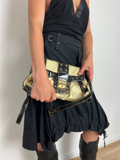 Vintage gold studded crossbody bag