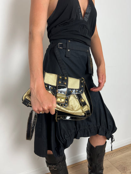 Vintage gold studded crossbody bag