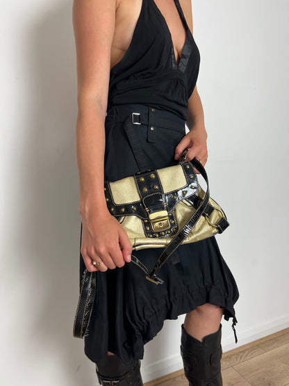 Vintage gold studded crossbody bag