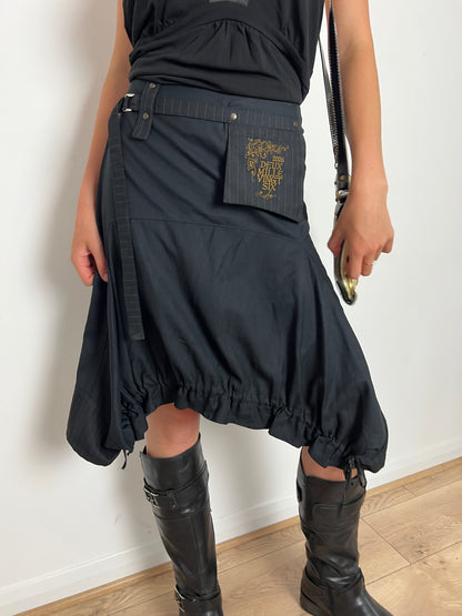 Deux Mille Vingt Six black asymmetrical bubble skirt, XS/S