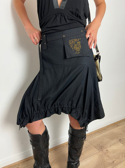 Deux Mille Vingt Six black asymmetrical bubble skirt, XS/S
