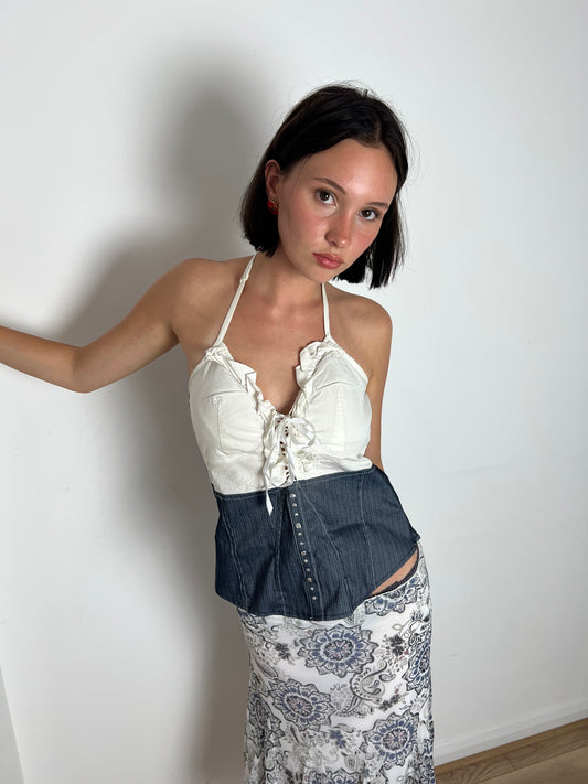 Vintage corset halter top, M