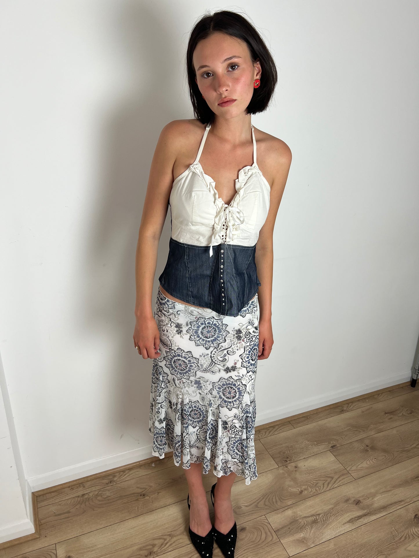 Vintage paisley print pleated skirt, S/M