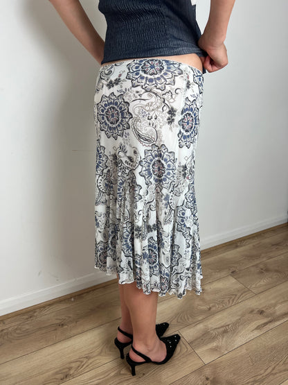 Vintage paisley print pleated skirt, S/M