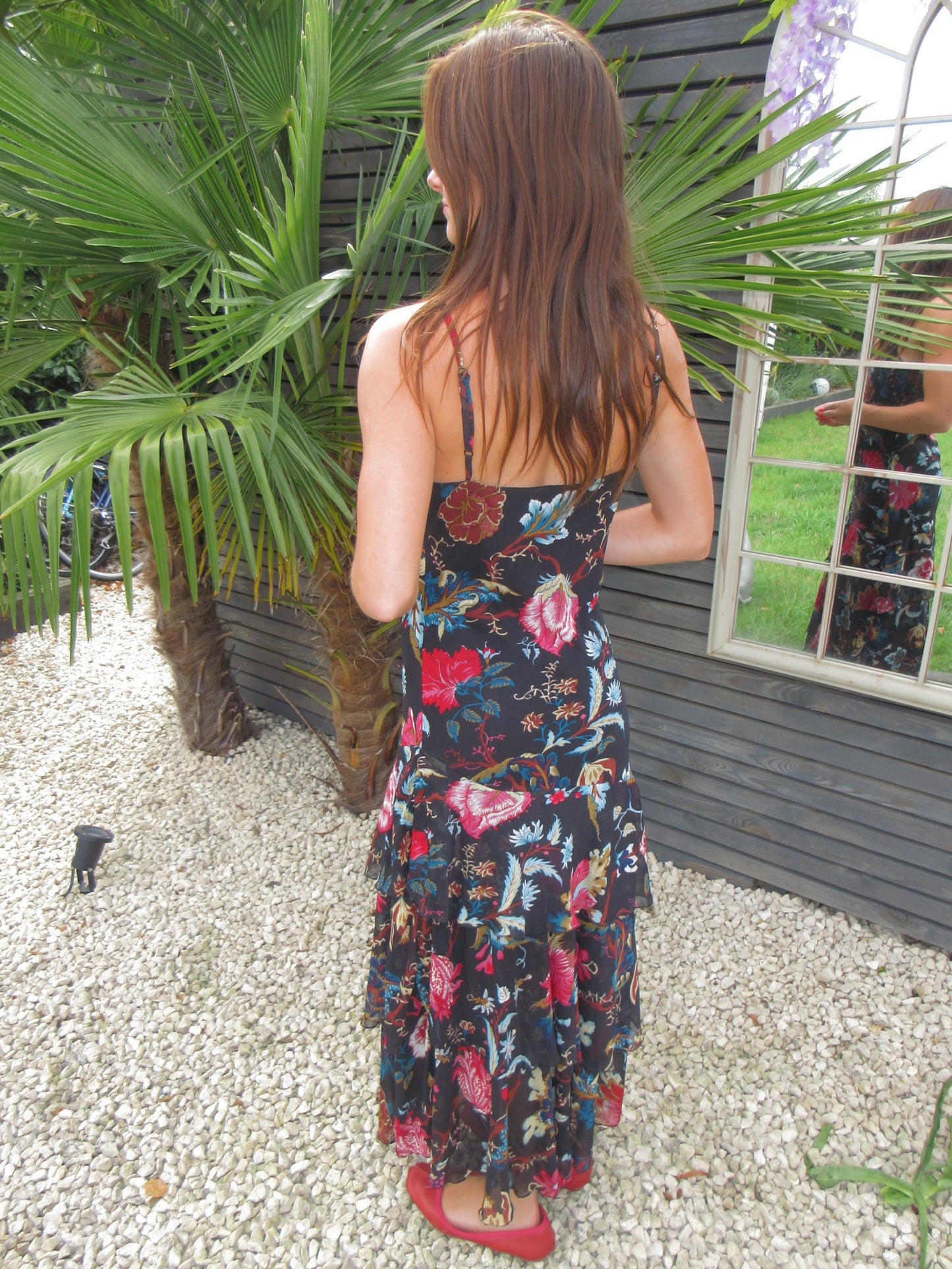 sequin floral maxi dress, S