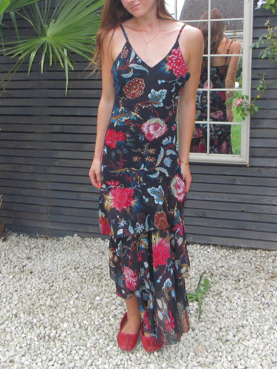 sequin floral maxi dress, S