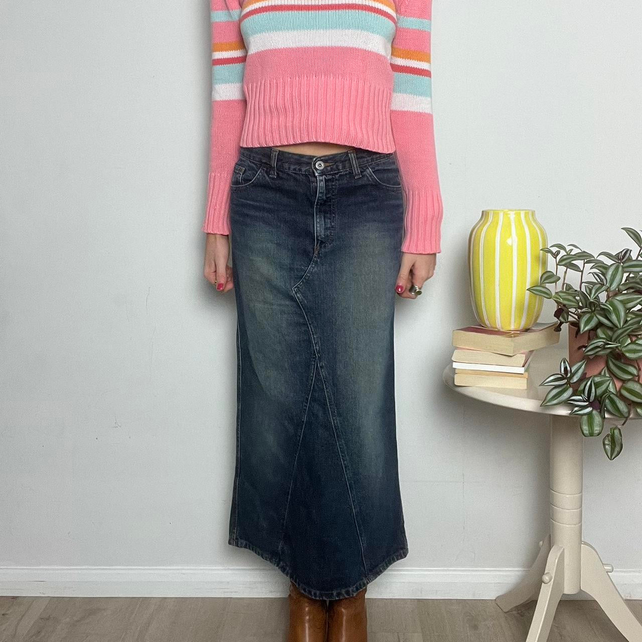 vintage 00s denim maxi skirt