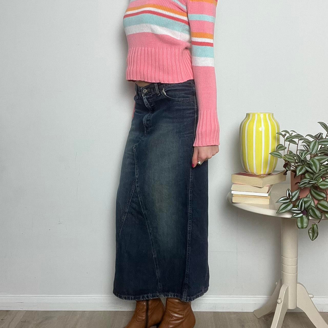vintage 00s denim maxi skirt