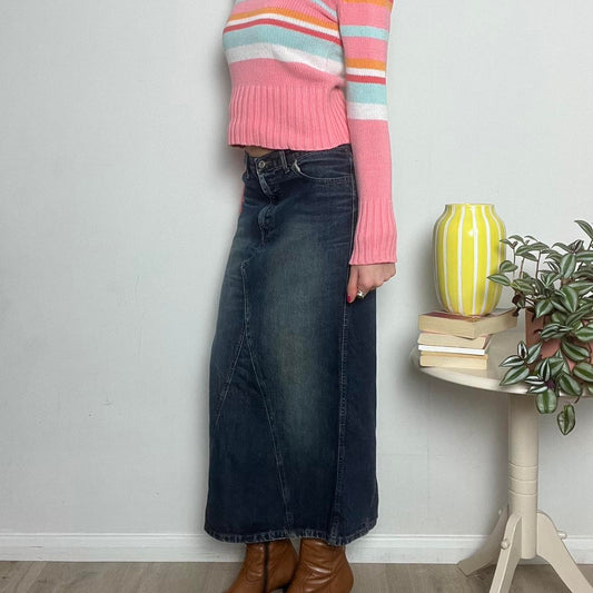 vintage 00s denim maxi skirt