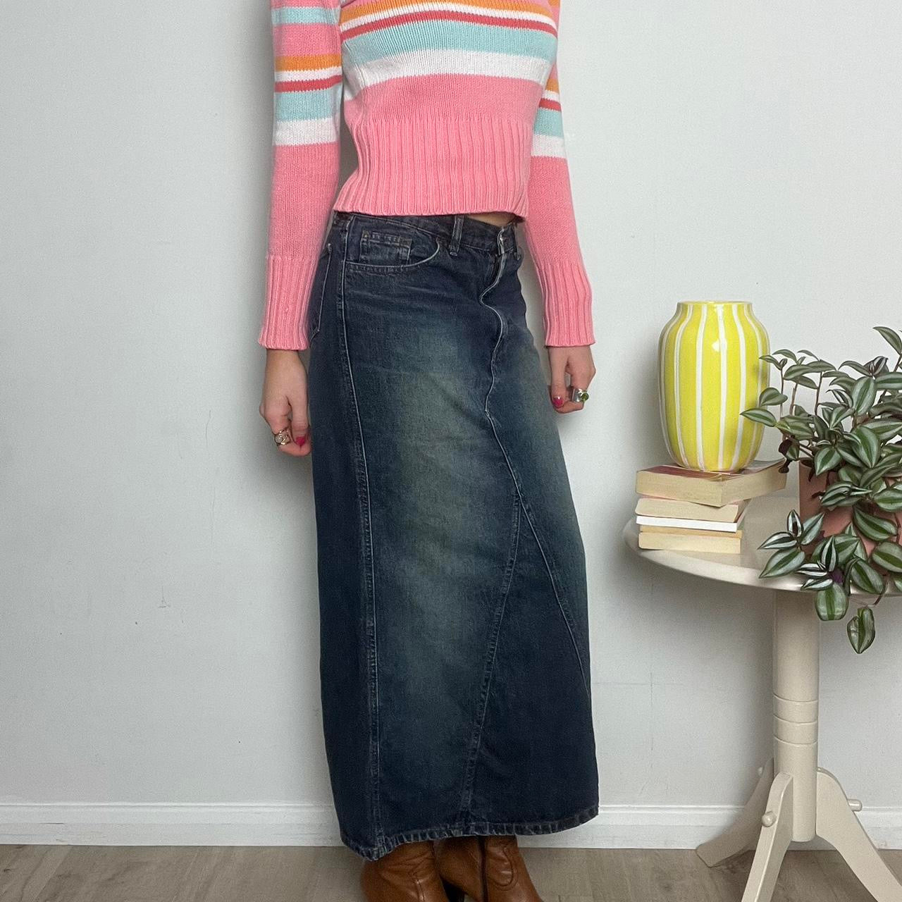 vintage 00s denim maxi skirt