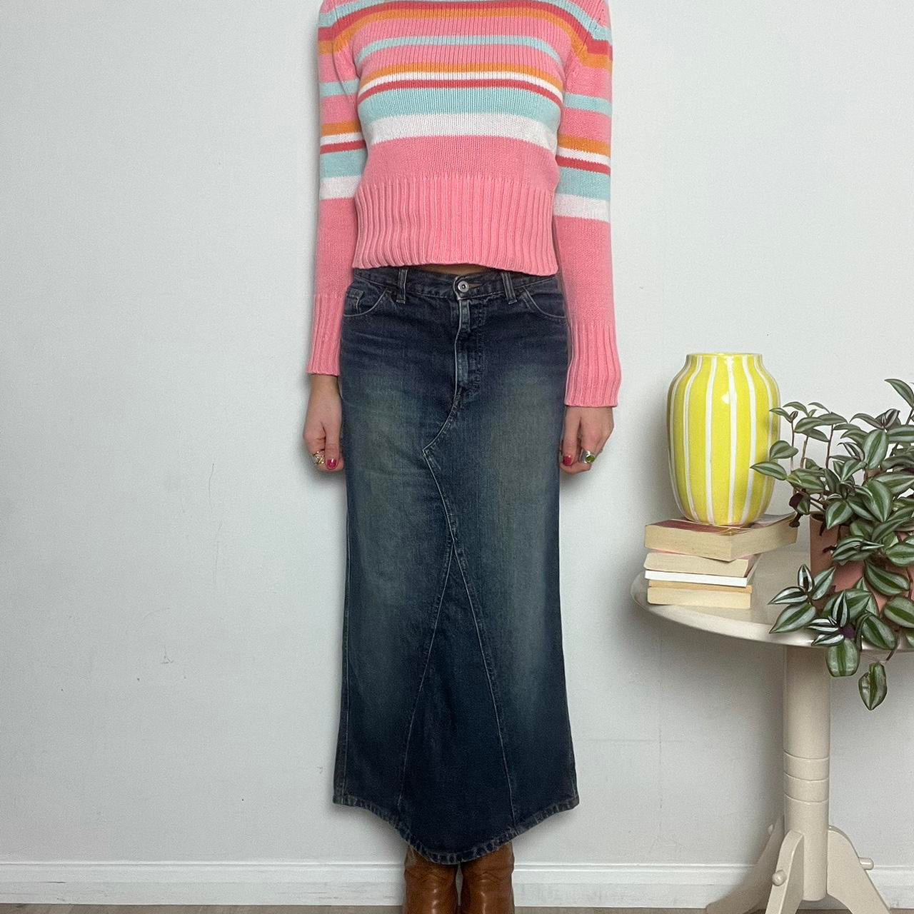 vintage 00s denim maxi skirt