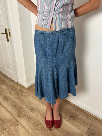Vintage denim pleated skirt, M