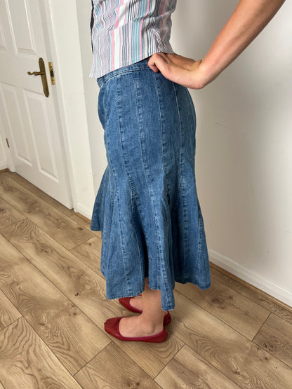 Vintage denim pleated skirt, M