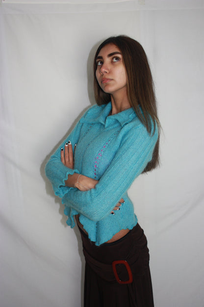 blue knit jumper, S