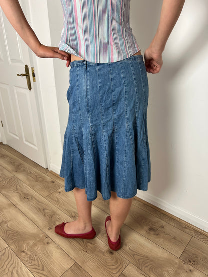 Vintage denim pleated skirt, M