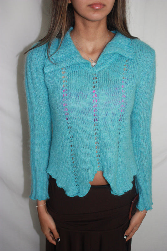 blue knit jumper, S