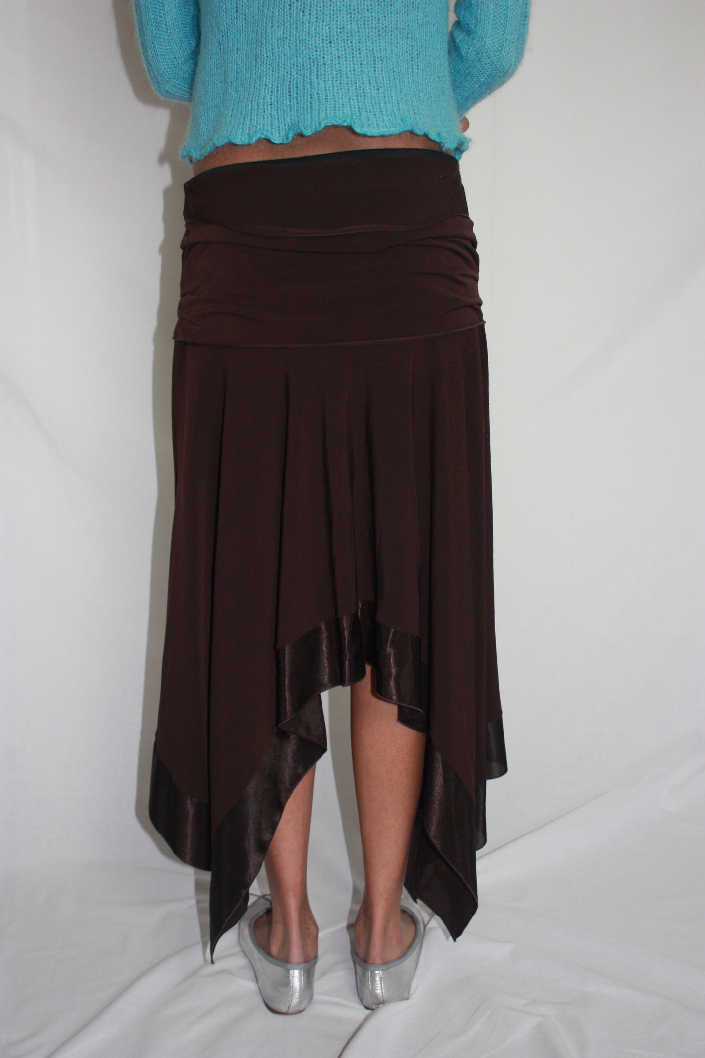 brown asymmetrical skirt, M