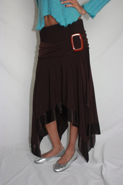 brown asymmetrical skirt, M