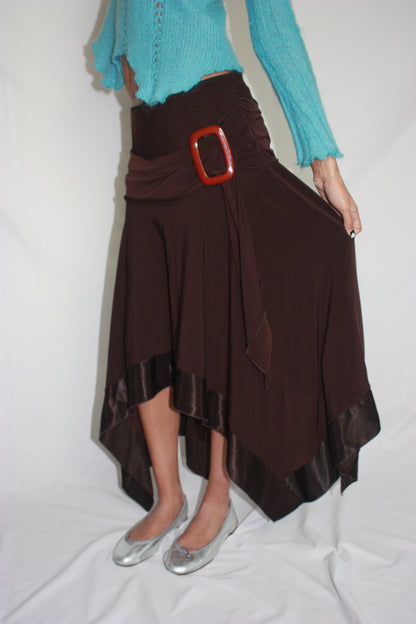 brown asymmetrical skirt, M