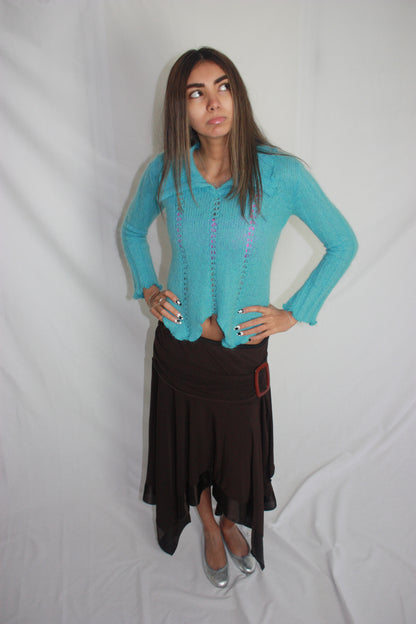 brown asymmetrical skirt, M