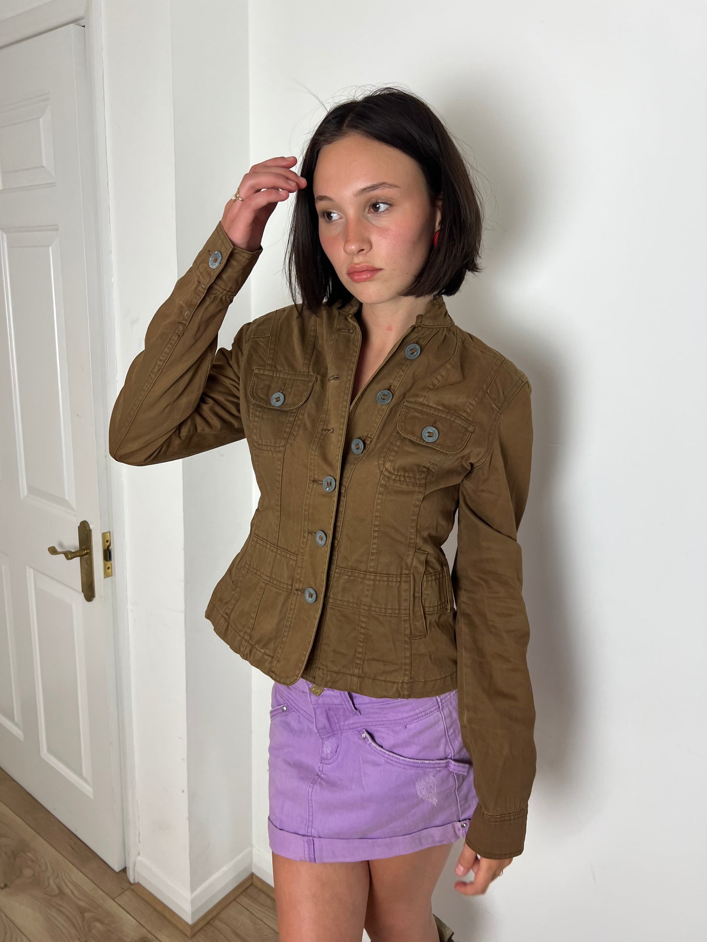 Vintage brown button up jacket, M