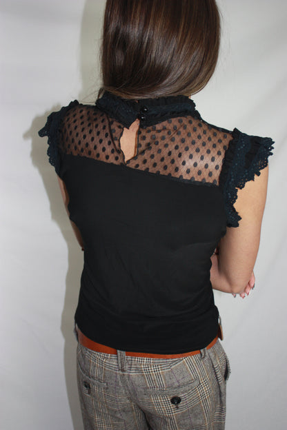 sheer polka dot top, M