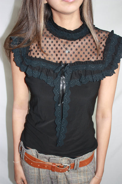 sheer polka dot top, M