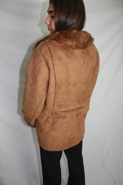 brown afghan coat, L