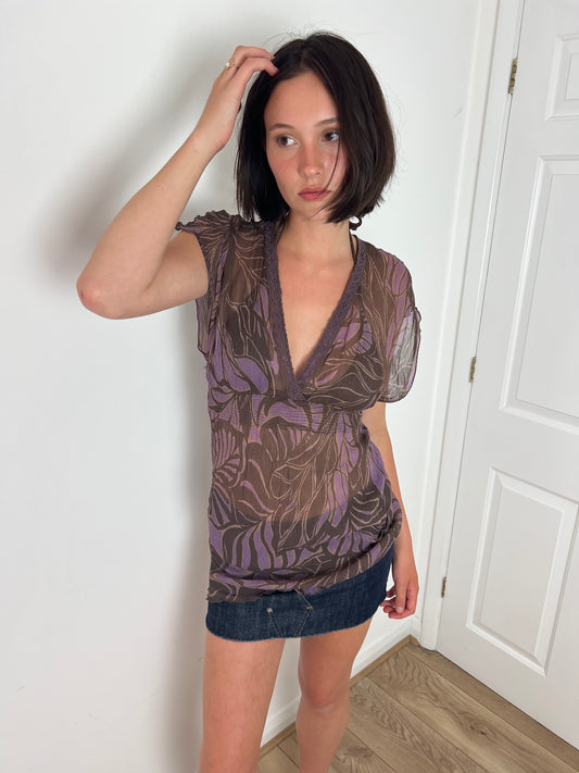 Intimissimi floral sheer top, S