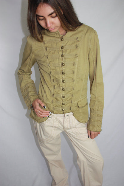khaki military jacket, M