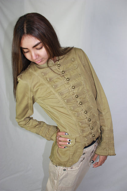 khaki military jacket, M