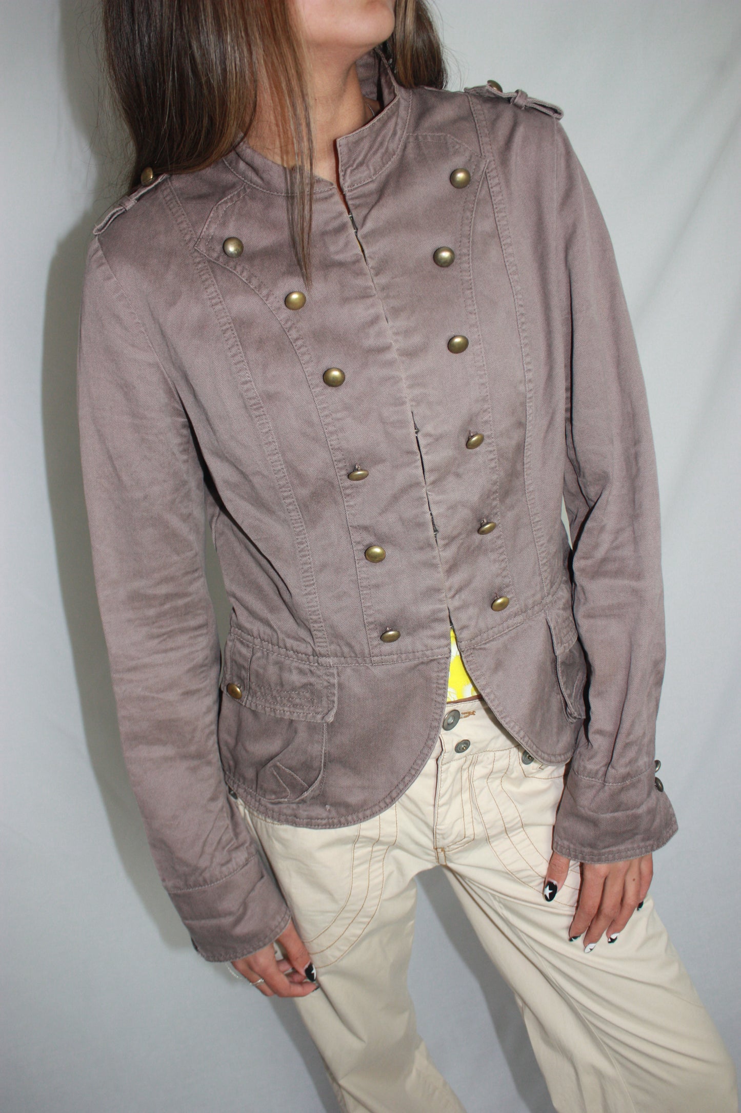 brown military jacket, S