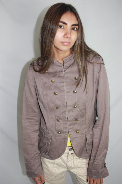 brown military jacket, S